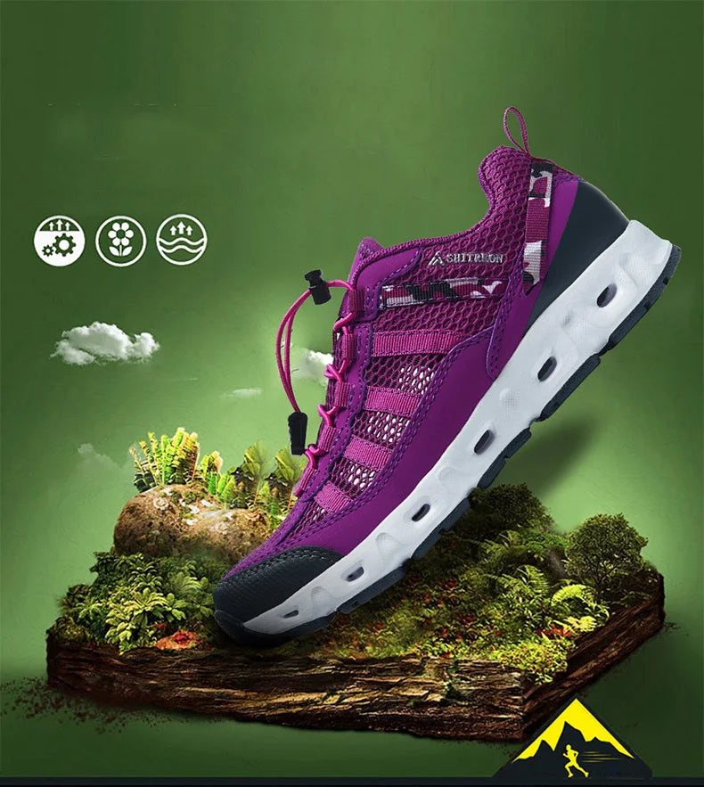 TaoBo 2024 Big Size 46 Men Upstream Quick-Drying Sports Footwear, Women's Aqua Shoes, Quick Lace-Up Climbing Trekking Sneakers