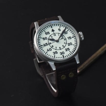 Hruodland 2025 New Pilot Men's Automatic Mechanical Watch PT5000 Sapphire Luminous C3 Stainless Steel Waterproof 10Bar Watch