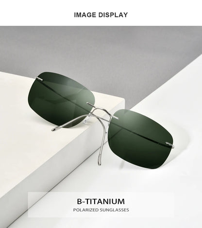 FONEX Titanium Rimless Sunglasses Men Austria Ultralight Frameless Square Polarized Sun Glasses for Women Japanese Shades 85694