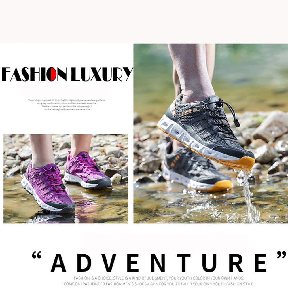 TaoBo 2024 Big Size 46 Men Upstream Quick-Drying Sports Footwear, Women's Aqua Shoes, Quick Lace-Up Climbing Trekking Sneakers