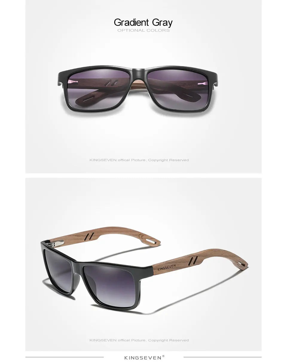 KINGSEVEN 100% Polarized Vintage Men Wooden Sunglasses Wood UV400 Protection Fashion Square Sun glasses Women  Gafas De sol