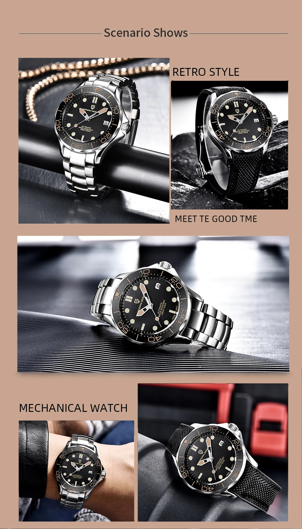 PAGANI DESIGN 007 Mechancial Wristwatch men Luxury Automatic Watch for men NH35A AR Sapphire crystal Waterproof Clock 2024 New
