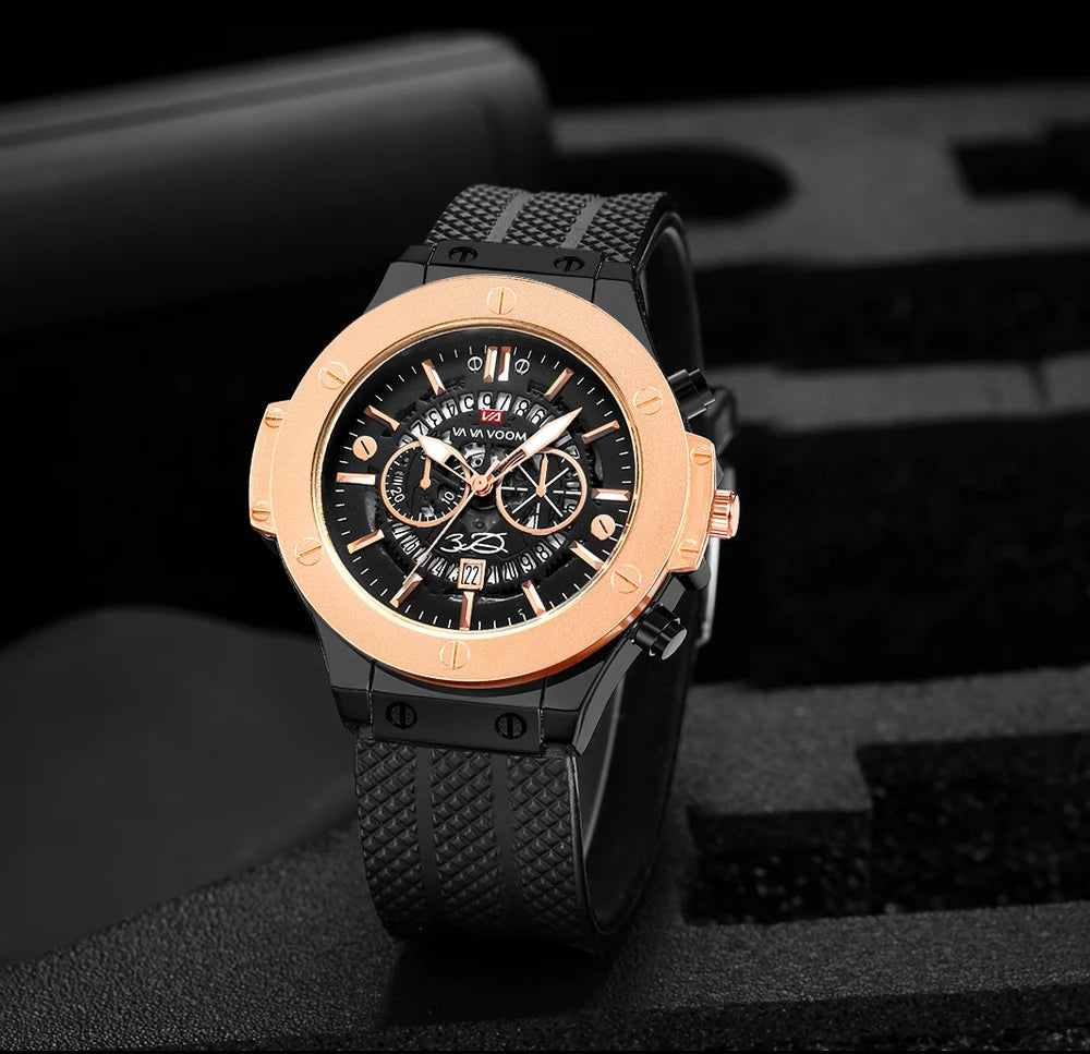 Herenhorloge Luxe Sport Siliconenband Japans uurwerk Kalender Kwarts Waterdicht horloge Relogio Masculino