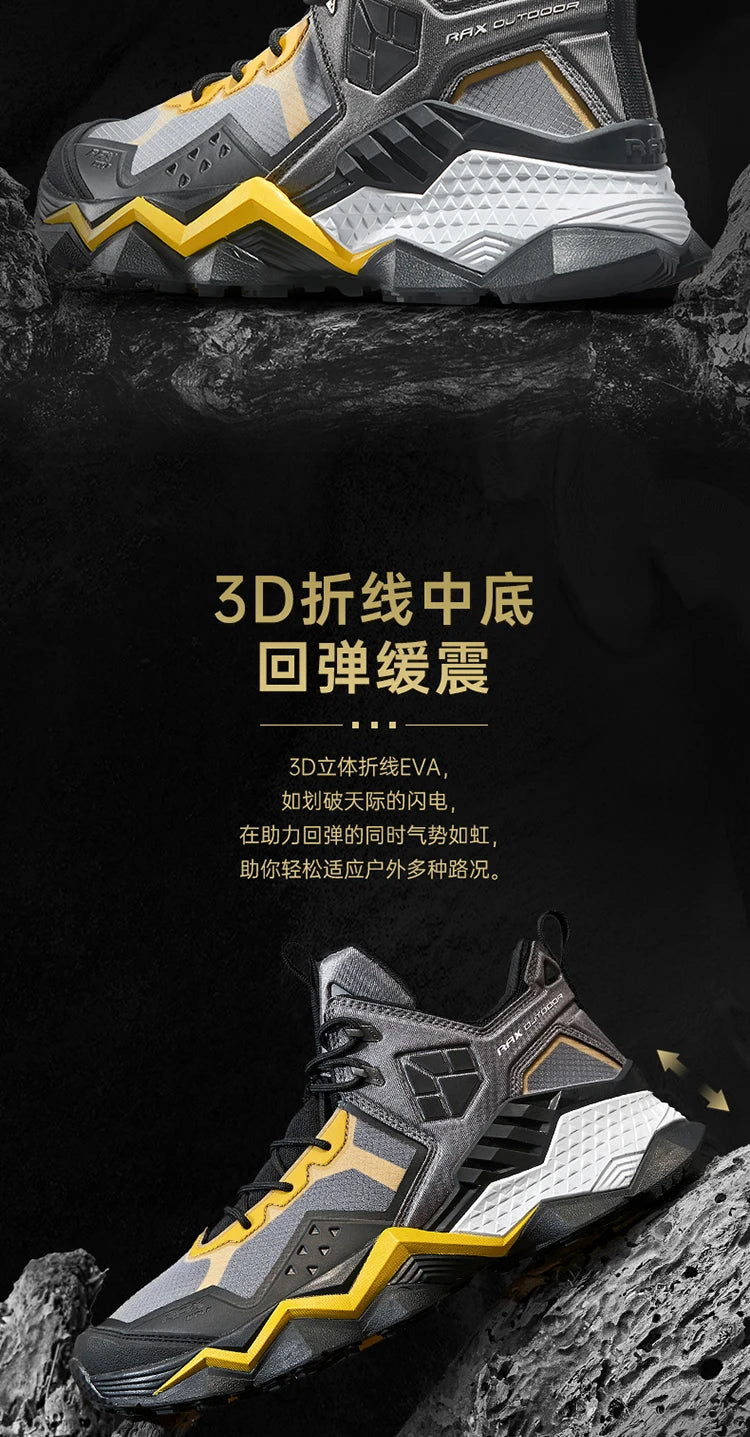 Rax Men's Waterproof Hiking Shoes Breathable Hiking Boots Outdoor Trekking Boots Sports Sneakers Tactical Shoes