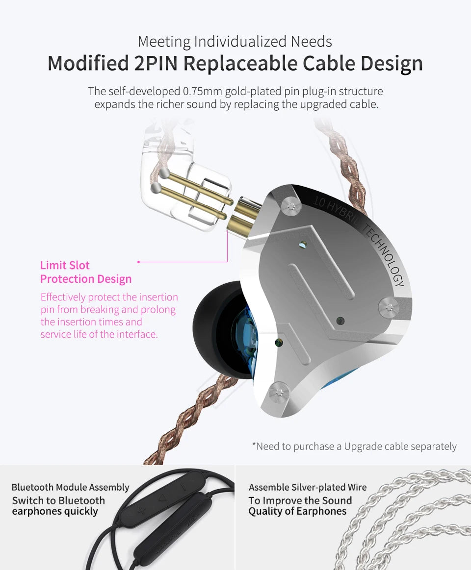 KZ ZS10 PRO écouteur intra-auriculaire 4BA + 1DD hybride HIFI métal casque Sport suppression de bruit casque KZ ZSX ZAX ASX ZST ZSN PRO ES4 AS16