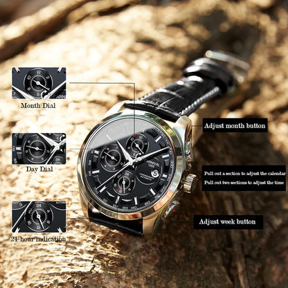 Men's Watch New Carnival Automatic Watches Men Business Mechanical Clock Leather Strap Waterproof Luxury Brand Clock