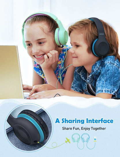 Écouteurs filaires Ow CH6S avec microphone pour enfants, matériau de qualité alimentaire, écouteurs supra-auriculaires pour enfants, IPad Kindle Morning, Max 85dB