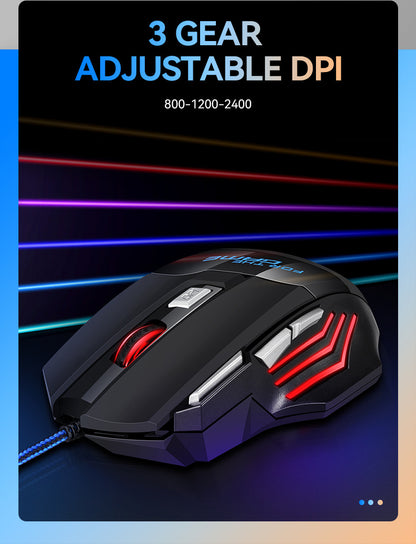 USB Wired Mouse 7 Button 2400DPI Gaming Mouse RGB Breathing Light Mecha Mice Ergonomic Optical Office Mice For Desktop Laptop