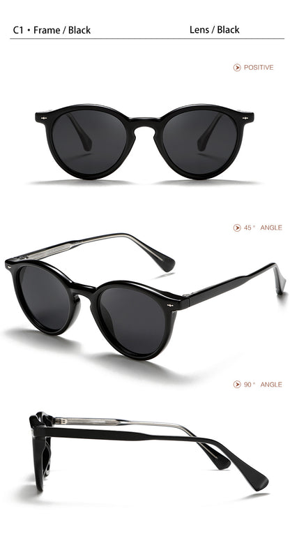 CATERSIDE Round Polarized Sunglasses Men Propionic High Quality Sun Glasses Women Punk Outdoor Driving Fishing Eyewear UV400