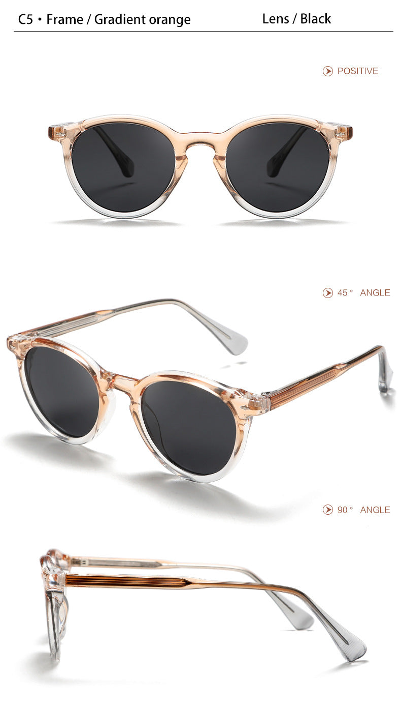 CATERSIDE Round Polarized Sunglasses Men Propionic High Quality Sun Glasses Women Punk Outdoor Driving Fishing Eyewear UV400