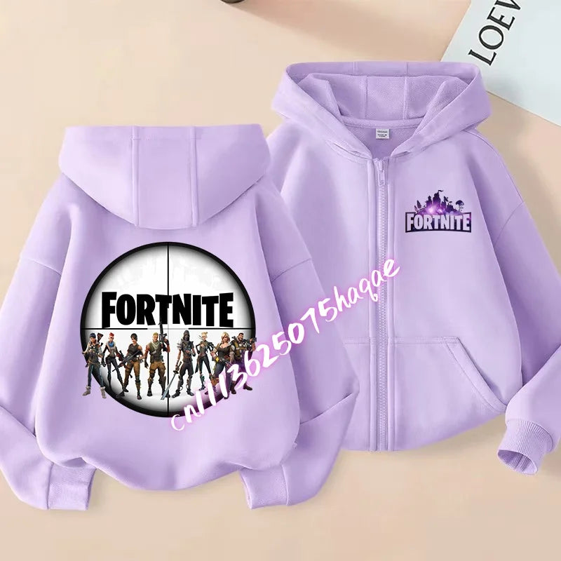 Nová detská mikina Fortnite so zipsom, kreslený anime štýl, ležérna a priedušná mikina s kapucňou pre chlapcov, kabát/bunda, jar 2026, detské oblečenie