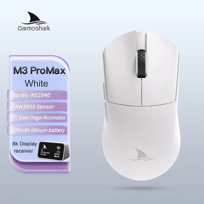 Darmoshark M3Pro Gaming Mouse 2.4G BT Wireless Tri-Mode PAW3395 Sensor N52840 26000DPI Big Hand Macro Driver Mouse For Gaming