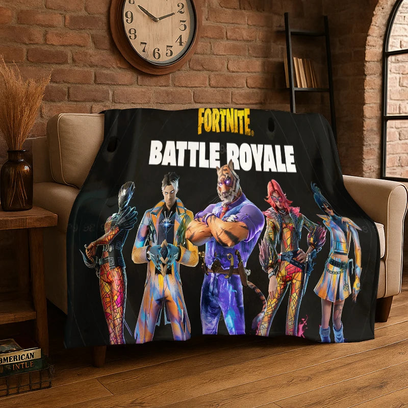 Manta de franela Cartoon F-Fortnite para gamers, suave y cálida, para dormitorio, sala de estar, cama, viajes, camping, picnic y regalo