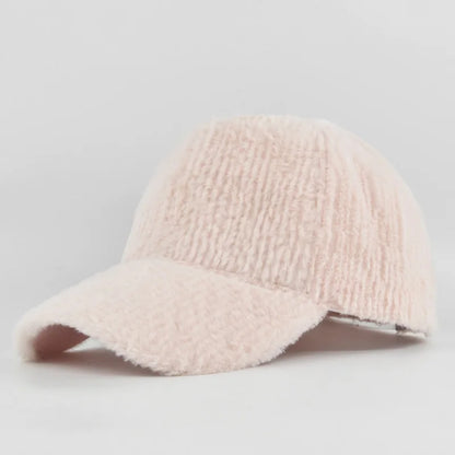 Autumn Winter Baseball Cap Women Artificial Lamb Wool Hats Keep Warm Cap Plush Baseball Caps Spring Baseball Cap Solid Sunshade