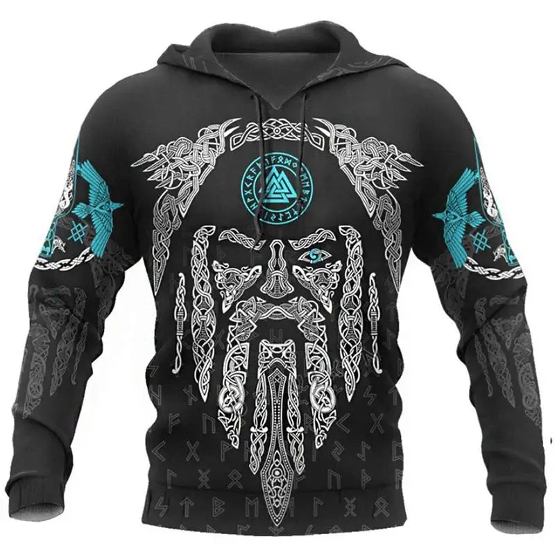 2024 Mens Hoodies Eagle Tattoo Pattern Vikings 3D Printed Fashion Casual Harajuku Hip Hop Autumn And Winter Oversized Sudaderas, Produit gaming premium Fraquane, équipement gamer