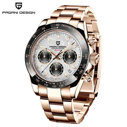 PAGANI DESIGN V2 40MM Meteorite Dial Men Quartz Watches Sapphire Retro Chronograph Waterproof Watch For Men