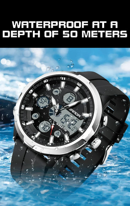 SANDA 9053 G Sportieve militaire herenhorloges Luxe digitaal horloge 50 m waterdicht quartz-polshorloge voor mannen Relogios Masculino
