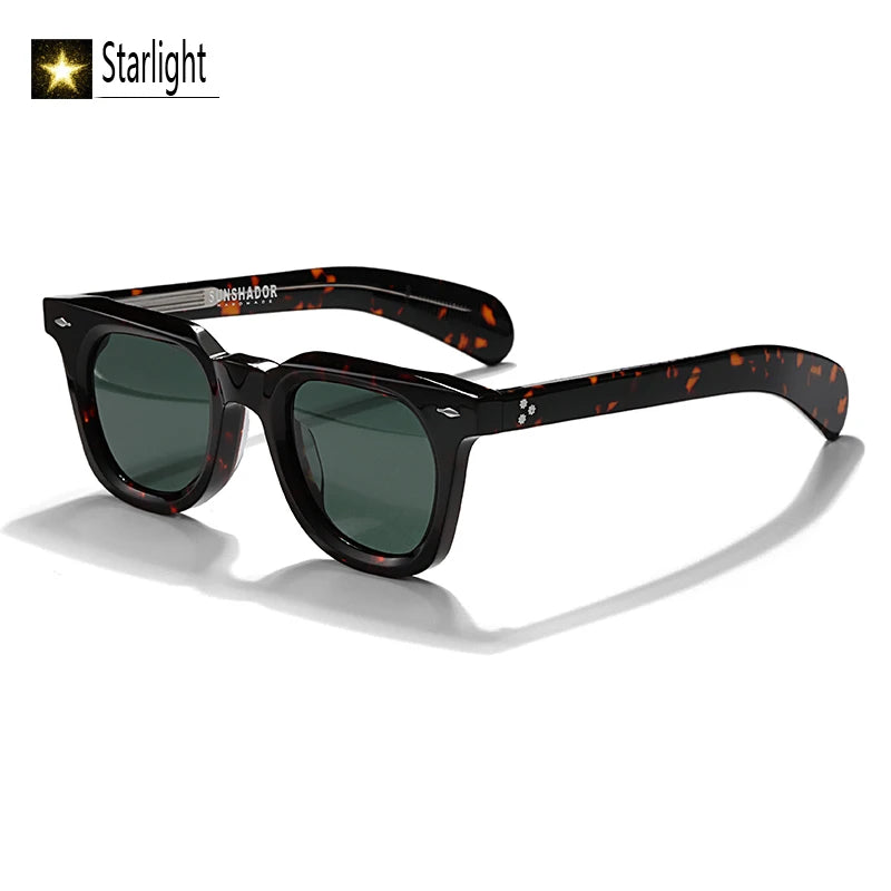 Luksusowa marka, designerskie, klasyczne okulary przeciwsłoneczne z acetatu w kolorze żółwiowym, męskie okulary w stylu retro, modne okulary męskie do noszenia na świeżym powietrzu, 148 mm