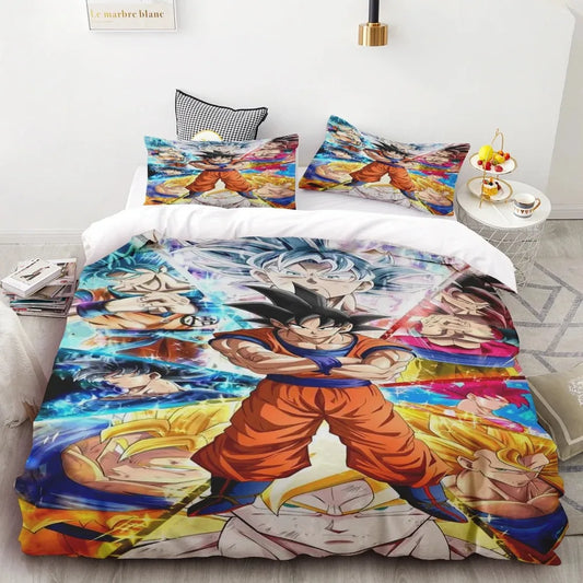 Goku paplanhuzat-készlet Dragon Ball Teens ágyneműkészlet paplanhuzat gyerekeknek, fiúknak – a legjobb ajándékok – Queen és King méretű hálószobai dekoráció