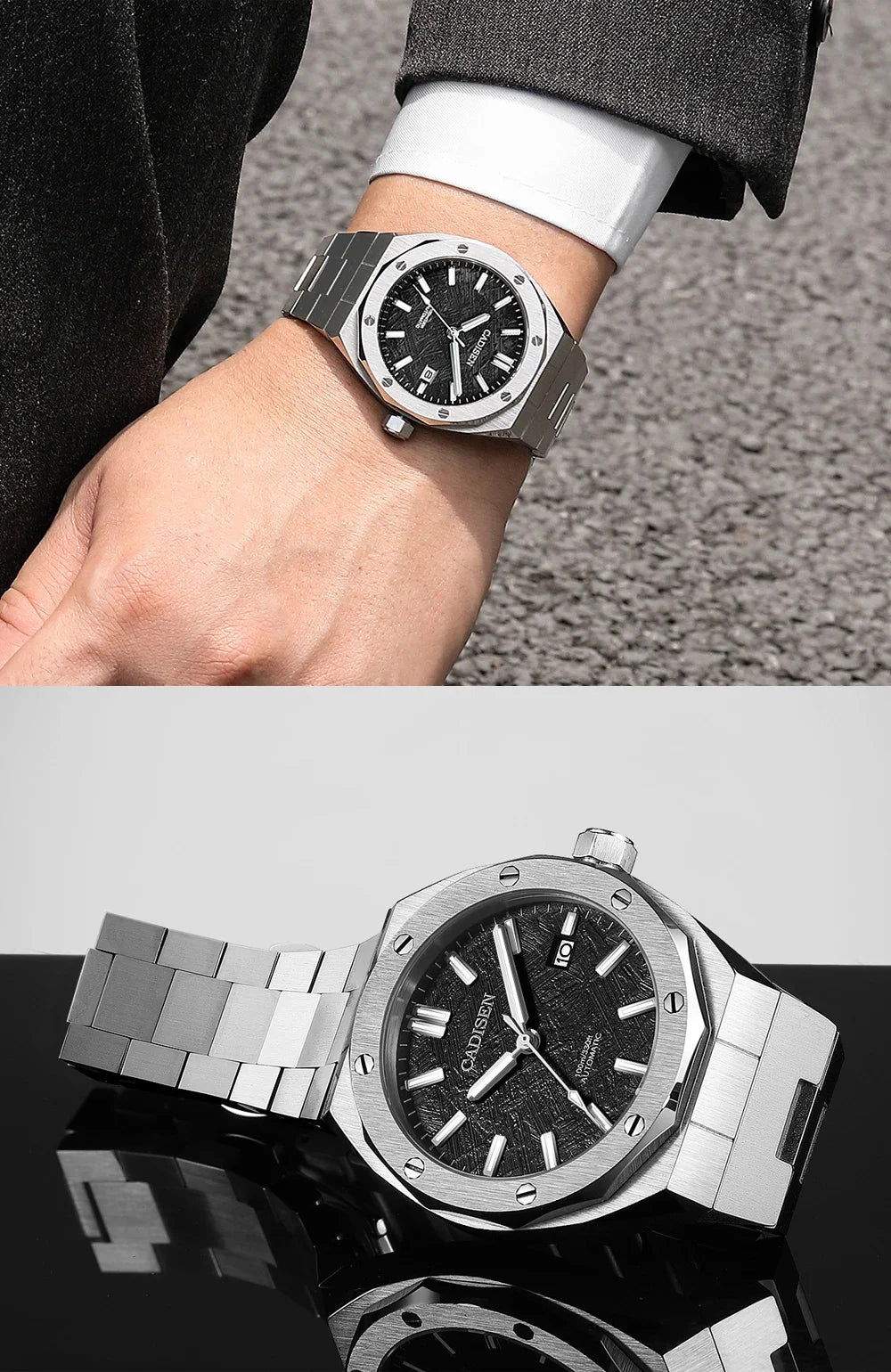 CADISEN Luxury Design 42MM Men's Watches Japan MIYOTA 8215 Sapphire Glass Mechanical Automatic Watch Men 100M Waterproof