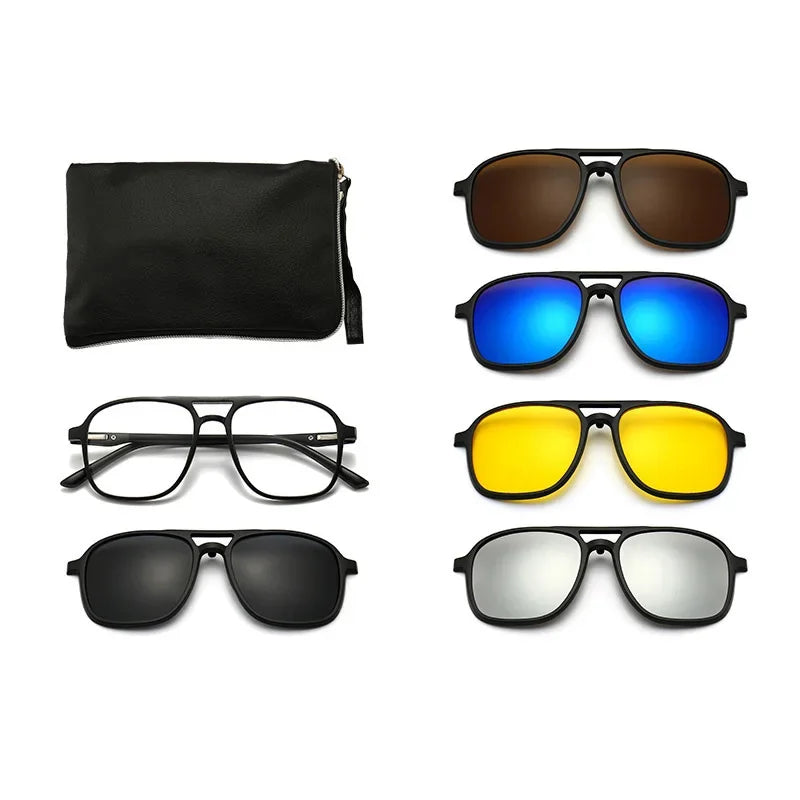 Ochelari de soare polarizați cu atracție magnetică oglindă, ochelari de ciclism 2 în 1 cu clemă, ochelari strălucitori pentru bărbați, ochelari cu ramă dublă pentru femei