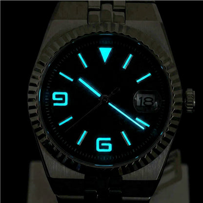 Custom Pilot Watch NH35 Automaattinen mekaaninen miesten kello Safiirikide Valaiseva 100 m vedenkestävä tyynymuotoinen kotelo Sukelluskello