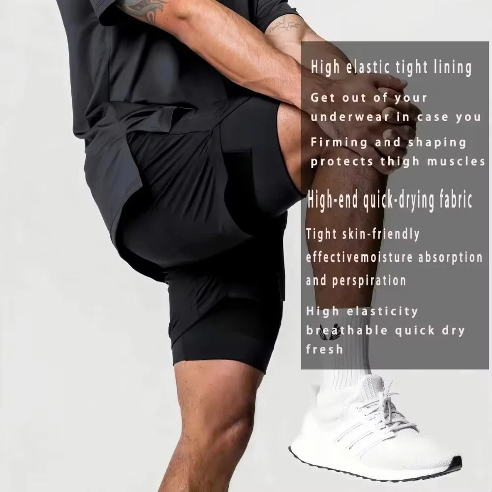 Pantalones cortos de Dragon Ball para hombre, de doble capa, 2-in-1 estilo Broly, de anime japonés, para verano y otoño, estilo «dos piezas», pantalones de chándal para gimnasio y fitness