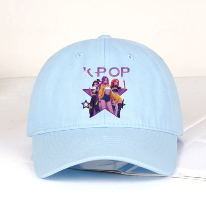 K-POP crtani otisak djevojaka iz grupe, mekana bejzbol kapa s mekanim vrhom - uniseks ležerna retro podesiva kapa za oca - Y2K sunčana kapa