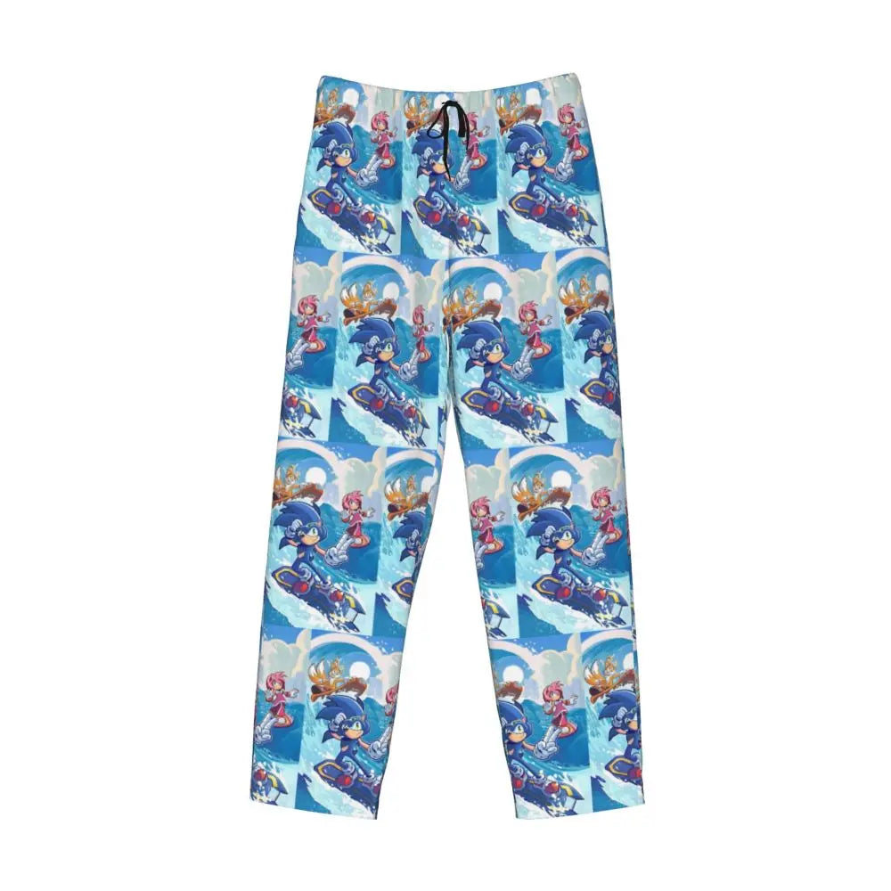 Pantalones de pijama personalizados para hombre con estampado «Soniced», con motivo de erizo, ropa de dormir, pantalones de estar por casa con bolsillos