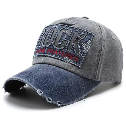 Baseballkappe aus Baumwolle mit „ROCK“-Stickerei für Damen und Herren – Snapback-Kappe für Outdoor-Sport und als Sonnenhut