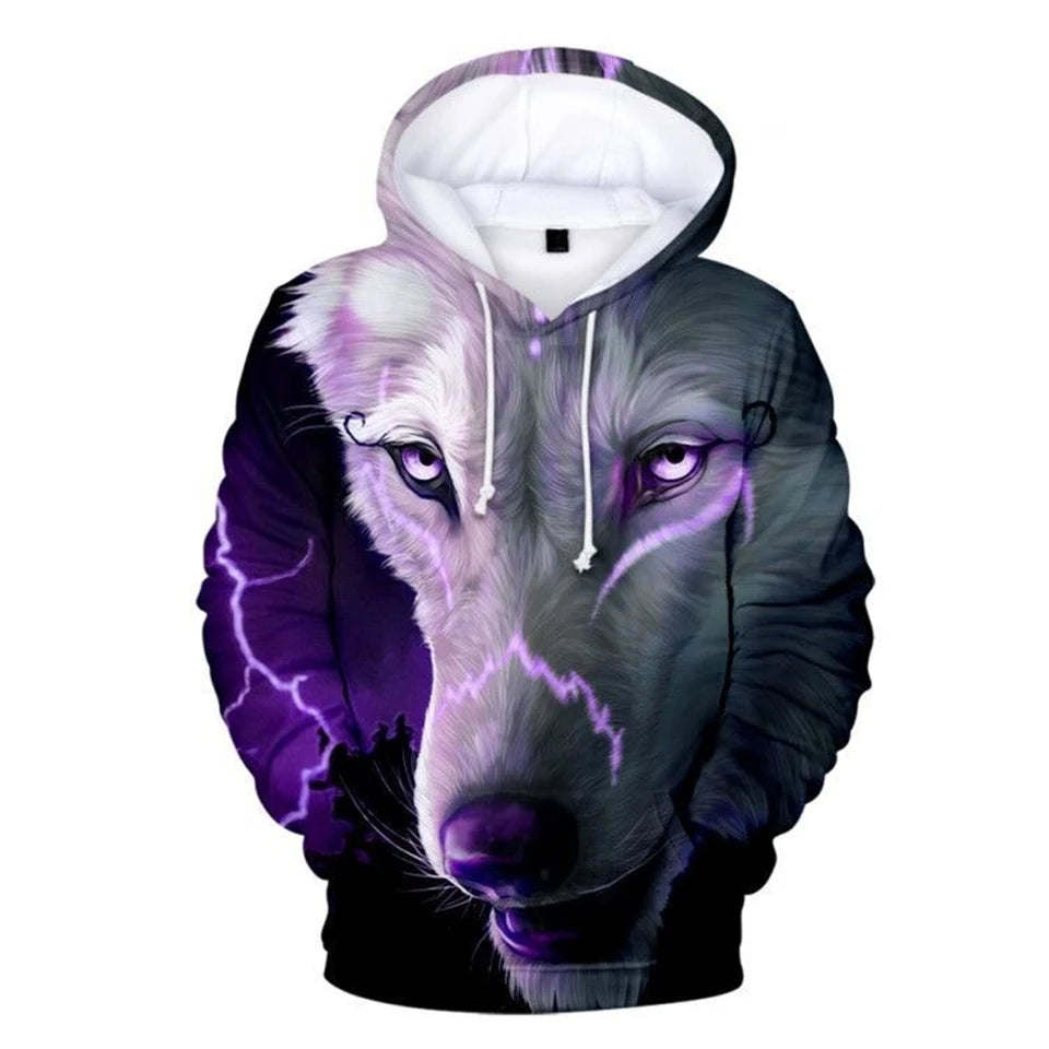 Hanorac cu glugă Cool Space Galaxy Wolf pentru bărbați, hanorace cu glugă, model „Bright Wolf”, hanorace la modă cu „Handsome Wolf”, hanorace de primăvară și toamnă, pulovere, hanorace