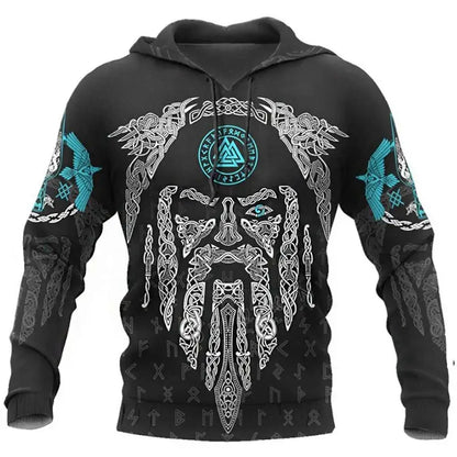 2024 Mens Hoodies Eagle Tattoo Pattern Vikings 3D Printed Fashion Casual Harajuku Hip Hop Autumn And Winter Oversized Sudaderas, Produit gaming premium Fraquane