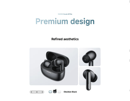 Xiaomi Redmi Buds 8 Pro Bluetooth 5.4 Wireless Earbuds – 55dB Active Noise Cancelling Earbuds with LDAC Audio, 35H Battery Life & AI Call Noise Reduction