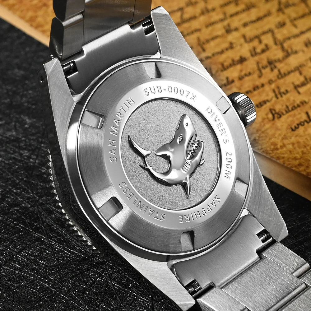 San Martin New 62mas 37mm Diver Men's Watch Classic Luxury Sapphire PT5000 SW200 Automatic Mechanical Watches Date 20Bar Luminous