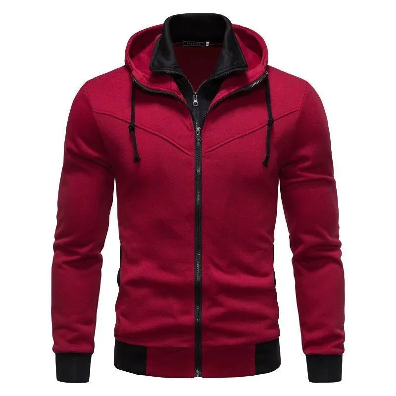 Autumn men's sportswear long sleeved jacket hooded sweatshirt zipper opening jacket men's hooded sweatshirt slim fit men's cloth, Produit gaming premium Fraquane
