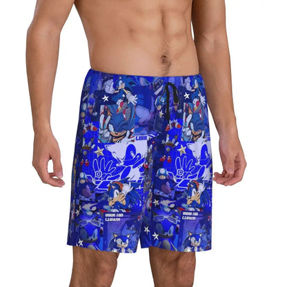 Pantalones cortos de pijama personalizados de Sonic the Hedgehog para hombre, para dormir y estar por casa