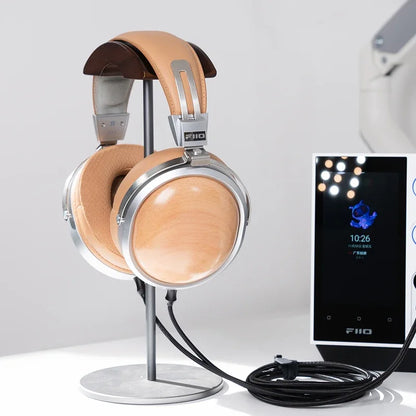 FiiO FT1 Professional Wired HiFi Monitor Headphones – North American Walnut Over-Ear Dynamic Stereo Headset with Leather & Metal Build
