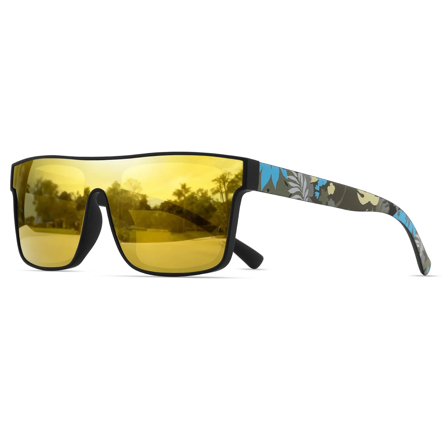 Classic Square Fashion Sports Sunglasses - Patterned Temples, Unisex for Cycling, Hiking, Travel - Perfect Gift