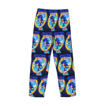 Pantalones de pijama personalizados para hombre con estampado «Soniced», con motivo de erizo, ropa de dormir, pantalones de estar por casa con bolsillos