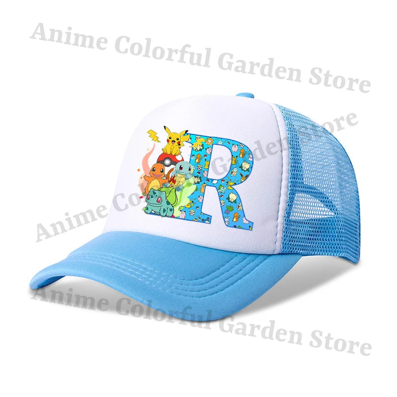 Anime Pokemons Parent-child Baseball Cap Pikachu Cartoon Letter Printed Flat Caps Men Women Kids Summer Breathable Hip Hop Hats