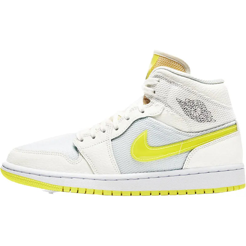 Aito Nike Air Jordan 1 Mid AJ1 Lakers -koripallokengät, puolikorkeat, DB2822-107