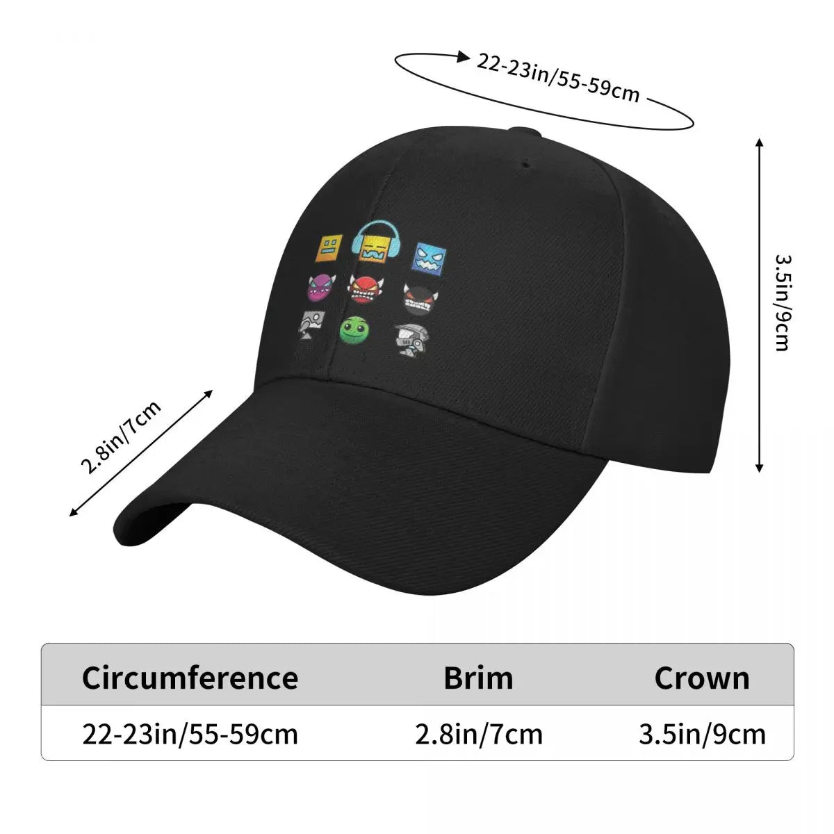 2026 Geometry Dash Baseball Cap Unique hats tactical cap Golf Cap Ladies Men's