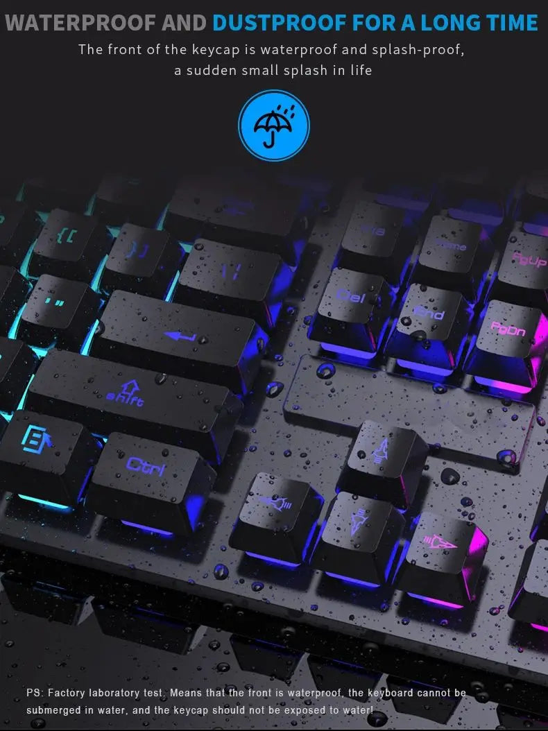 104 Keys Wired Keyboard with RGB Backlit Breathing Light Gaming Ergonomic Keyboard and Mouse Set for Computer Laptop Gamer Office