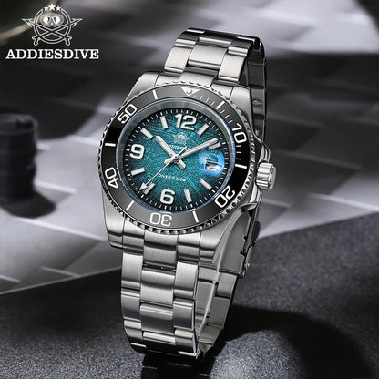 ADDIESDIVE 48mm Diver Watch Fashion Gradient Color Rotatable Bezel Quartz Watches Luminous 200m Waterproof Stainless Men's Watch