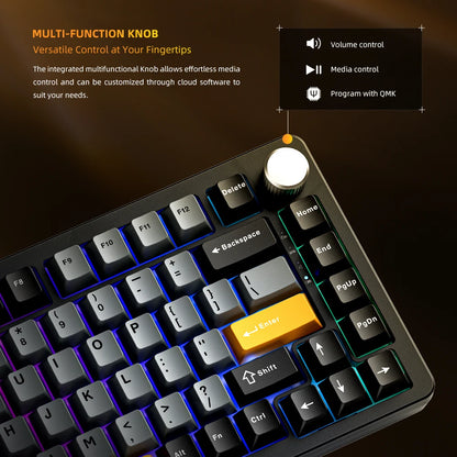 Machenike K600-B82W Mechanical Keyboard Tri-Modes Gasket Mounted 75% ANSI Layout RGB Backlit Wireless Gaming Keyboard