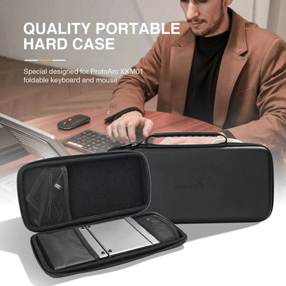 ProtoArc Foldable Keyboard and Mouse, XKM01 Combo for Business Travel 2.4G+Dual Bluetooth Portable for Laptop iPads Tablets