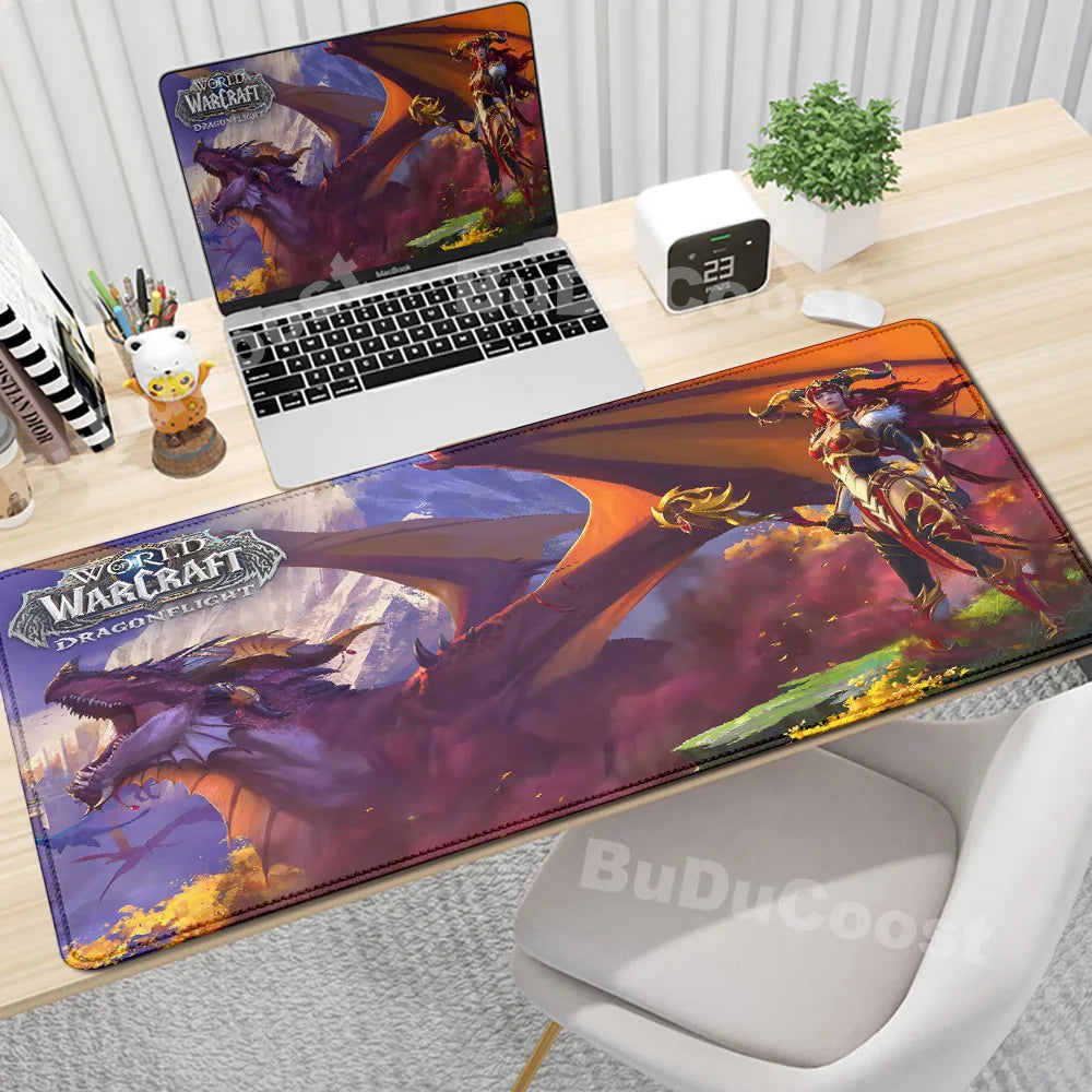Anime World of Warcraft Podkładka na biurko Podkładka pod mysz do gier Akcesoria komputerowe XXL Podkładka z zapięciem na krawędzi Klawiatura Dywanik pod mysz dla graczy Podkładki biurowe