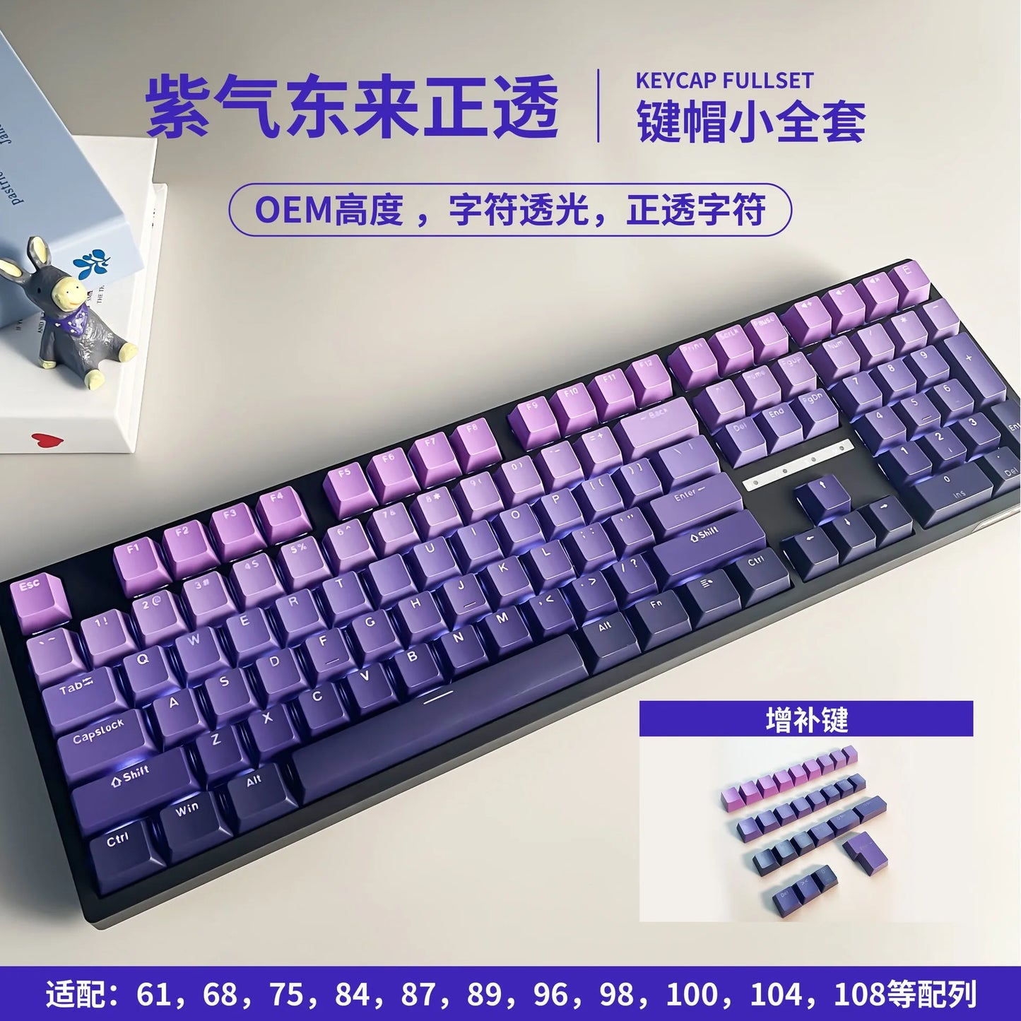 132 Keys OEM Profile Gradient backlit RGB Keycaps For Cherry Mx Switch Mechanical Gamer Keyboard PBT Keycap ISO Layout Key caps