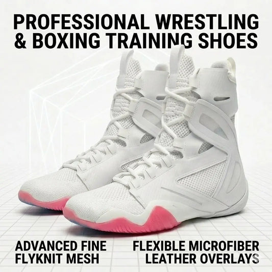 High-top wrestling shoes, breathable knitted boxing boots, lightweight combat training sneakers, unisex for men and women martial arts