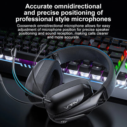 AULA S8 Gaming Headset Triple-Mode Wireless Bluetooth 5.3 Gaming Headset with Detachable Microphone, Lightweight Gaming Headset for PC, PS5, Switch & Mobile